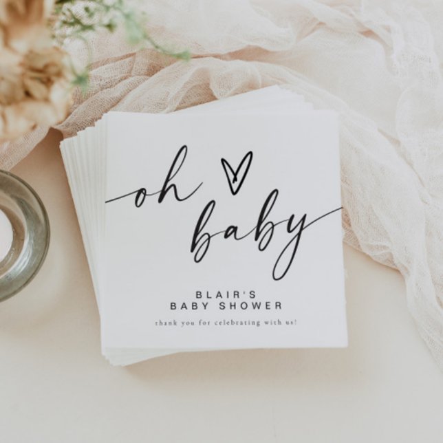 BLAIR Modern Minimal Boho Oh Baby Shower Napkins (Creator Uploaded)
