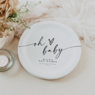 BLAIR Modern Minimal Boho Oh Baby Shower Paper Plates