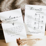 BLAIR Modern Minimal Welcome Letter Timeline Card<br><div class="desc">This wedding welcome letter and timeline features a minimalist bohemian design with edgy handwritten fonts. The simple black and white color combination makes it the perfect addition to any event. Easily edit *most* wording on this timeline. Click 'click to customize further' in the personalization section to open up the full...</div>