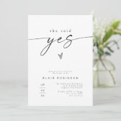 BLAIR Modern Photo She Said Yes Bridal Shower Invitation (Standing Front)