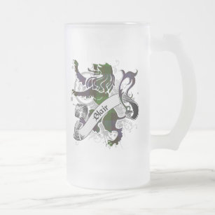 Blair Tartan Lion Frosted Glass Beer Mug