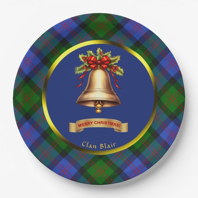 Blair Tartan Personalized Christmas Paper Plates (Front)