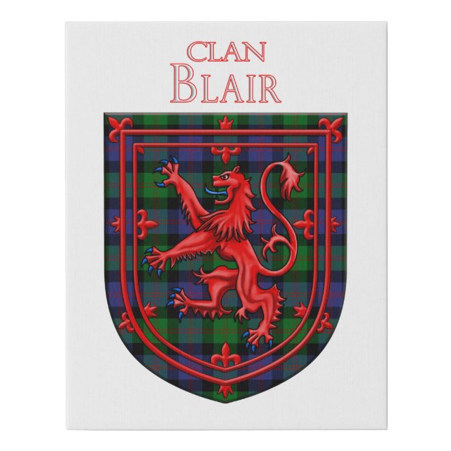 Blair Tartan Scottish Plaid Lion Rampant Faux Canvas Print (Front)