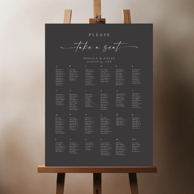 BLAIRE Alphabetical Modern Wedding Seating Chart Foam Board (Creator Uploaded)