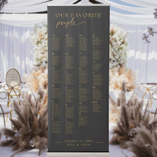 BLAIRE Alphabetical Wedding Photo Seating Chart Retractable Banner