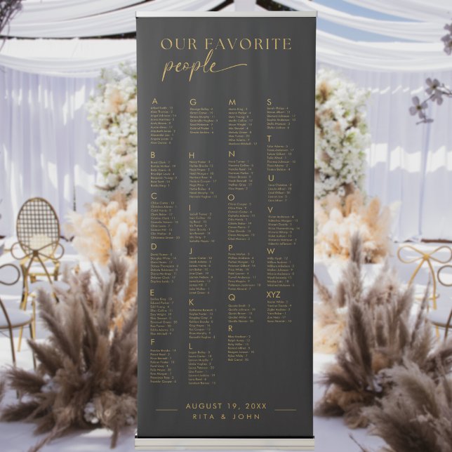 BLAIRE Alphabetical Wedding Photo Seating Chart Retractable Banner (Creator Uploaded)