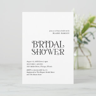 Blaire Black White Modern Bridal Shower Invitation