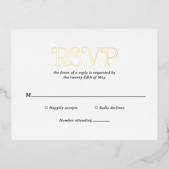 Blaire Black White Modern Wedding Foil Invitation Postcard (Front)