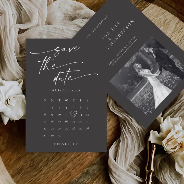 BLAIRE Modern Calligraphy Script Photo Wedding Save The Date (Creator Uploaded)