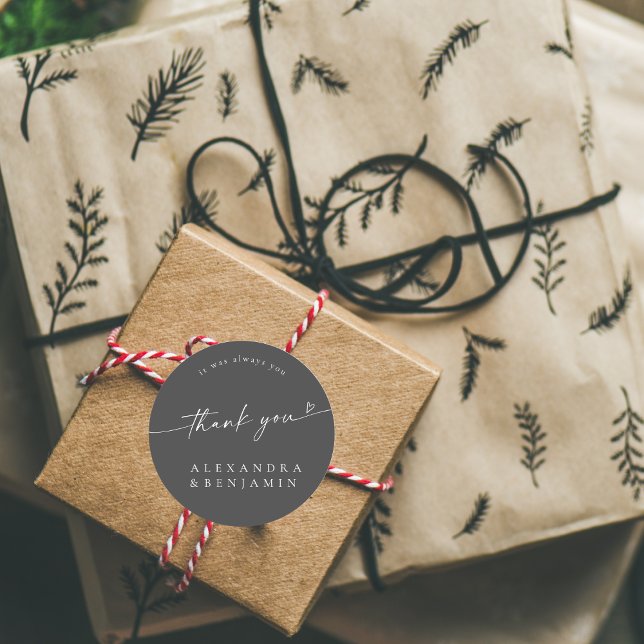 BLAIRE Modern Calligraphy Wedding Sweet Thank You Classic Round Sticker (Creator Uploaded)