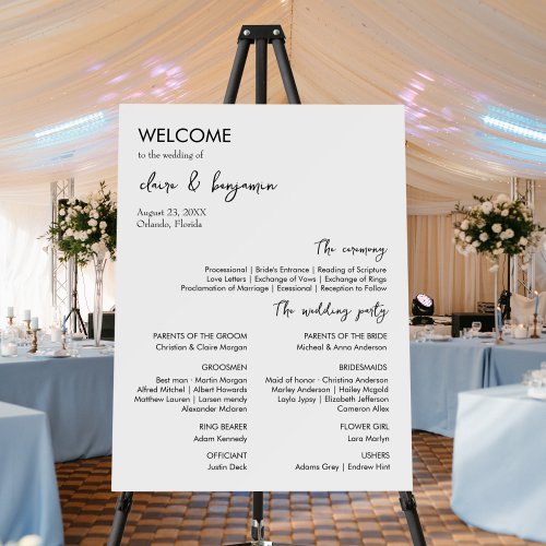 BLAIRE Modern Script Wedding Ceremony Timeline Foam Board