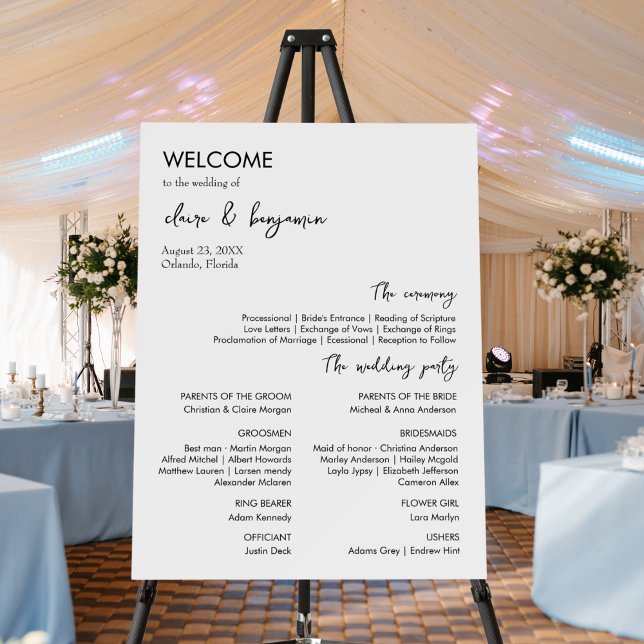BLAIRE Modern Script Wedding Ceremony Timeline Foam Board (Creator Uploaded)