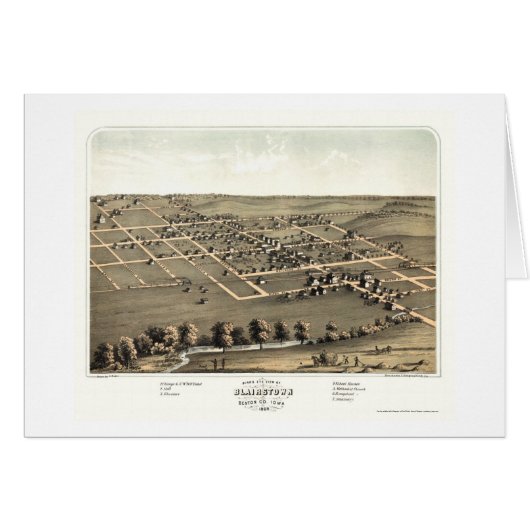 Blairstown, IA Panoramic Map - 1868 Cards (Front Horizontal)