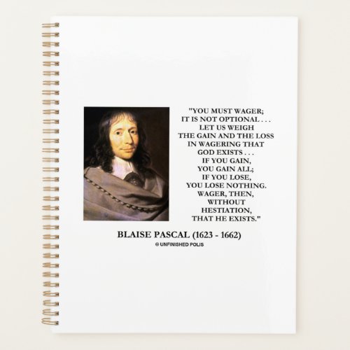 Blaise Pascal Gain Loss Wagering God Exists Quote Planner