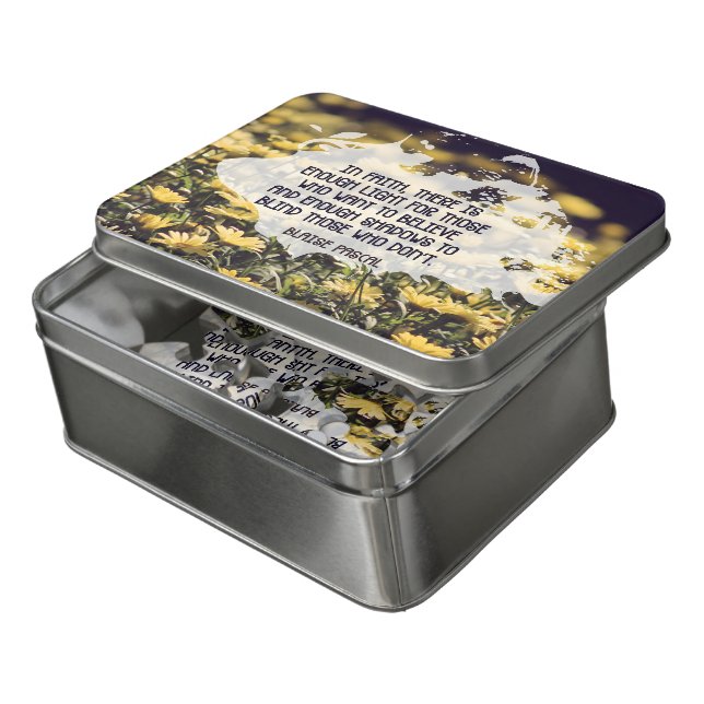 Blaise Pascal Inspirational Quote "In faith" Box & Jigsaw Puzzle (Lid Open)