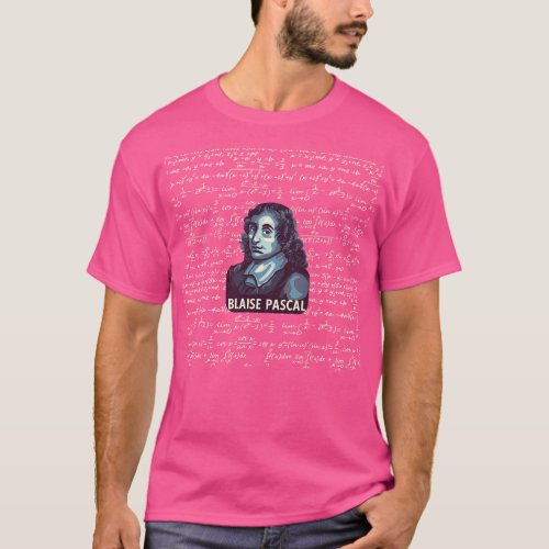 Blaise Pascal Portrait With Mathematics T_Shirt