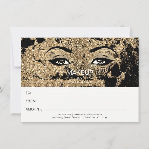 Blak Glitter Marble Makeup Beauty Certificate Gift