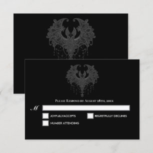 Blak Gothic Halloween Wedding RSVP Card