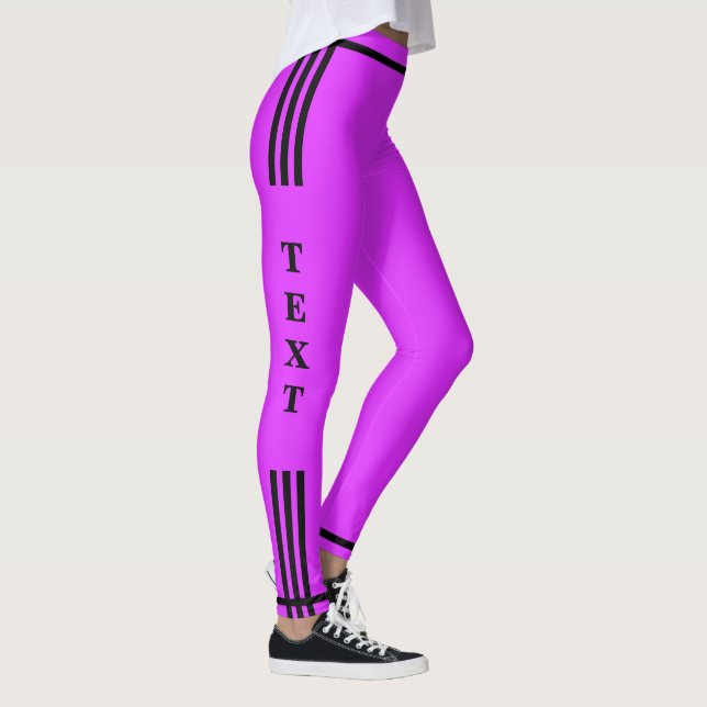 Blak Side Stripe Purple Leggings Custom Text Color (Right)