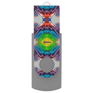 BLAKE ~ Abstract Pattern Gray ~ Personalized ~  Flash Drive