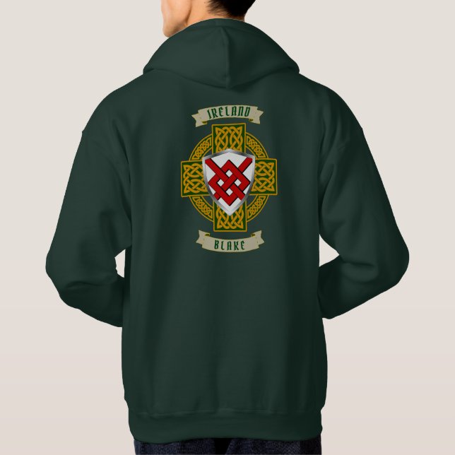 Blake Irish Shield & Celtic Cross Hoodie (Back)