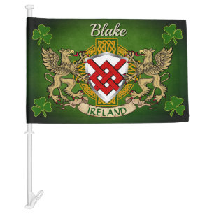 Blake Irish Shield & Celtic Cross Personalized Car Flag