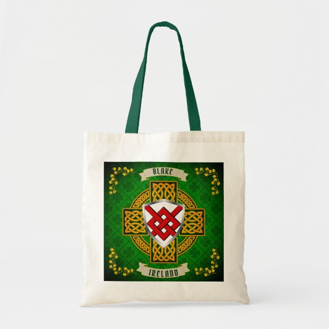 Blake Irish Shield & Celtic Cross Personalized Tote Bag (Front)