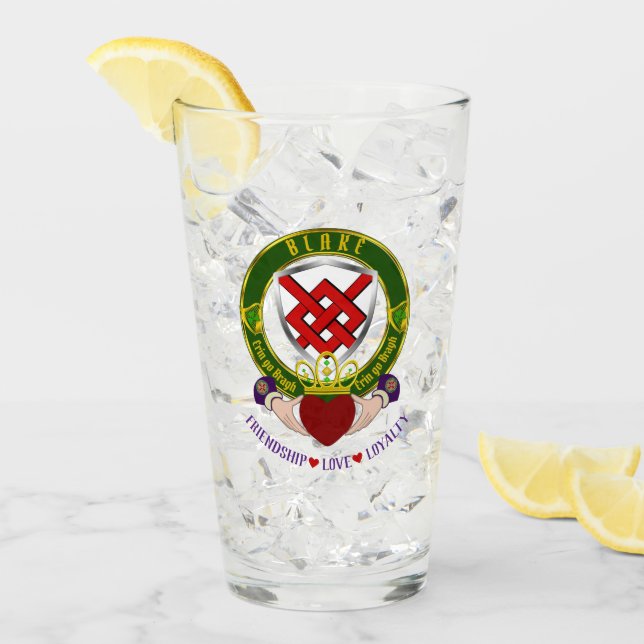 Blake Irish Shield & Claddagh Beer Glass (Front Ice)