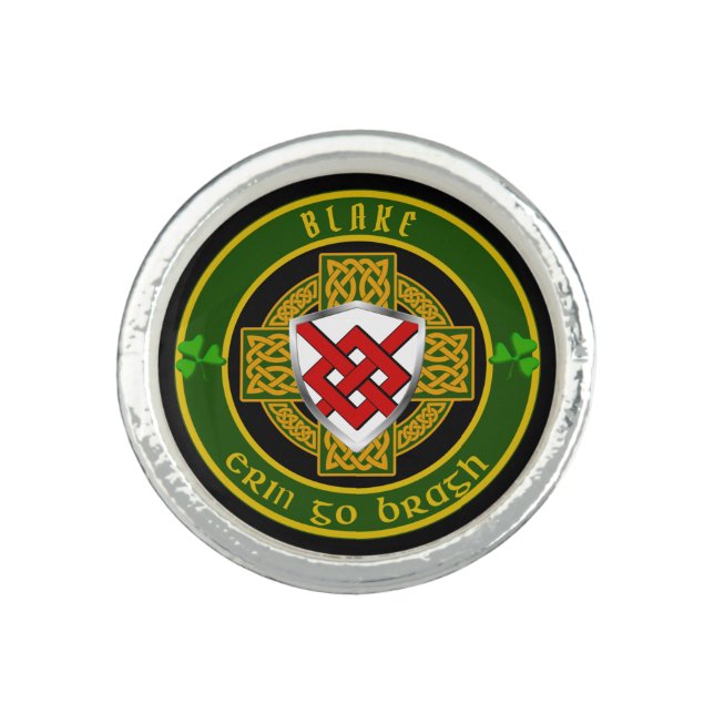 Blake Irish Shield w/Celtic Cross Personalized  Ring (Front)