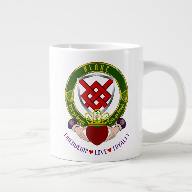 Blake Irish Shield w/Claddagh Giant Coffee Mug (Right)