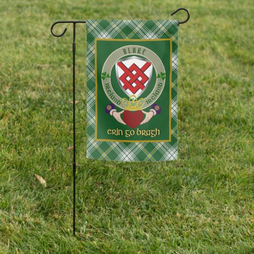 Blake Irish Shield wCladdagh Personalized  Garden Flag