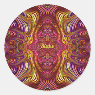 BLAKE ~ Multicoloured Fractal Design ~ Classic Round Sticker