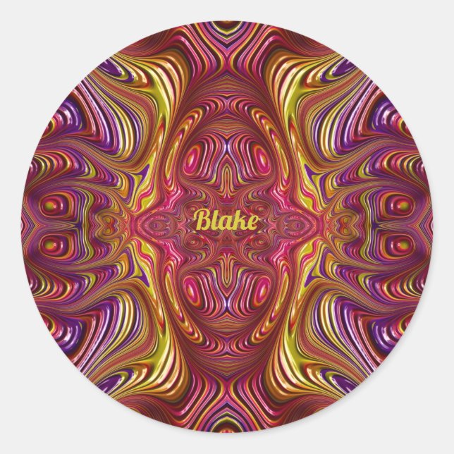 BLAKE ~ Multicoloured Fractal Design ~   Classic Round Sticker (Front)