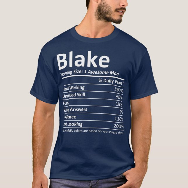 BLAKE Nutrition Funny Birthday Personalized Name T-Shirt (Front)