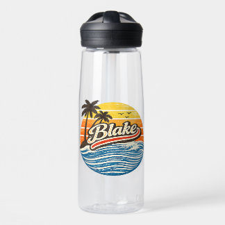 Blake Retro Sunset Name Design Water Bottle