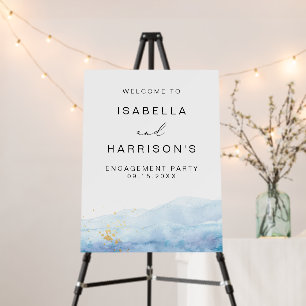 BLAKELY Blue Watercolor Engagement Party Welcome P Foam Board