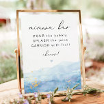 BLAKELY Dusty Blue Watercolor Gold Mimosa Bar Poster<br><div class="desc">This mimosa bar sign template features a dusty blue watercolor splash,  faux gold flecks and an elegant script font.  Easily edit *most* wording to match your event. This mimosa bar drink sign is perfect for your something blue bridal shower,  romantic wedding,  sky bachelorette,  or any other special occasion.</div>