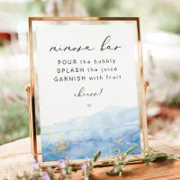 BLAKELY Dusty Blue Watercolor Gold Mimosa Bar