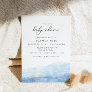 BLAKELY Ocean Blue Watercolor Gold Baby Shower Invitation
