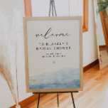 BLAKELY Sky Blue Watercolor Gold Bridal Shower Poster<br><div class="desc">This bridal shower welcome sign features a baby blue watercolor dip with golden flecks and an elegant script font. This welcome poster makes the perfect addition to your ocean or dusty blue themed event.</div>