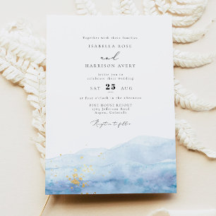 BLAKELY Sky Blue Watercolor Tropical Wedding Invitation