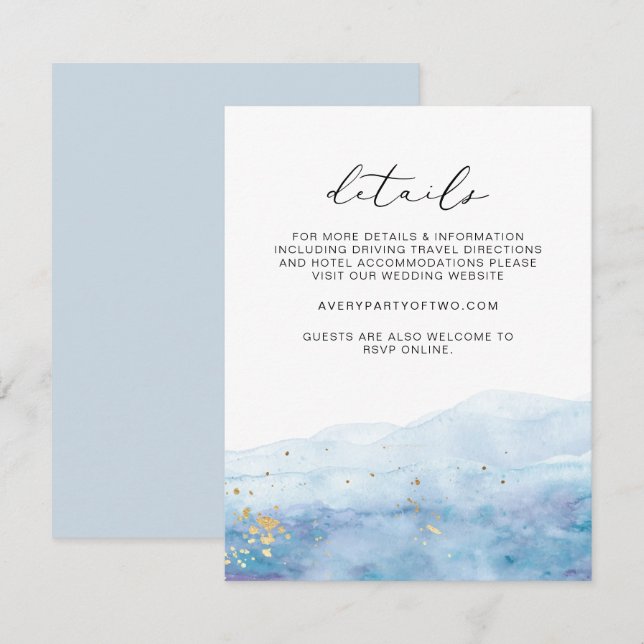 BLAKELY Sky Blue Watercolor Wedding Details Card (Front/Back)