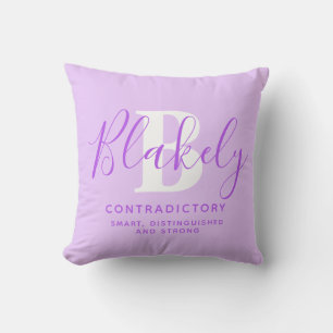 Blakely text purple name meaning throw pillow