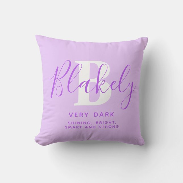 Blakely text purple name meaning  throw pillow (Front)