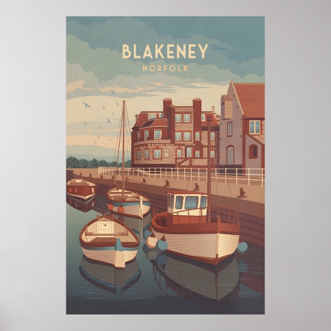 Blakeney Norfolk Seaside Travel Poster (Front)