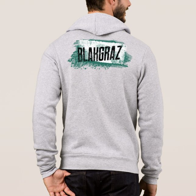 Blakgraz Green & White Painted Brush Hoodie (Back)