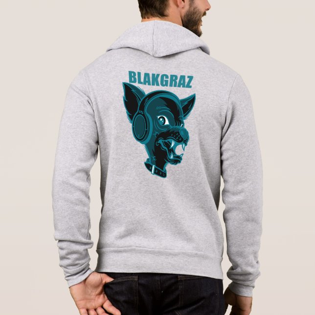 Blakgraz Lucy the Dog with Headphones Hoodie (Back)