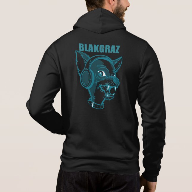 Blakgraz Lucy the Dog with Headphones Hoodie (Back)