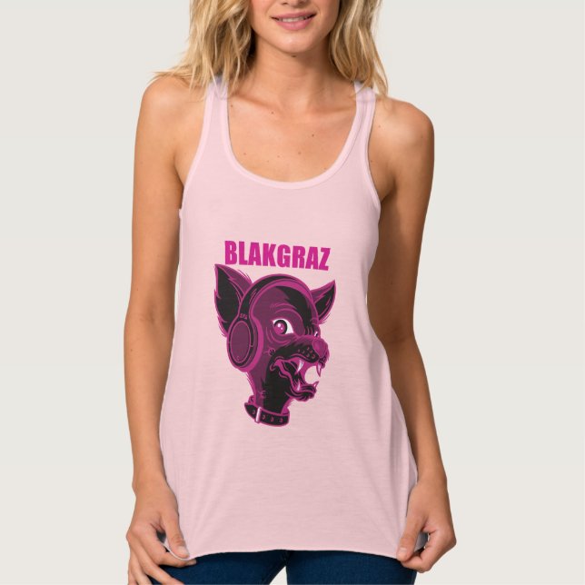 Blakgraz Lucy the Dog with Headphones Tank Top (Front)