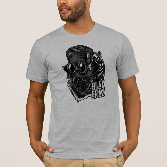 Blakgraz Steampunk Hat and Goggles T-Shirt (Front)